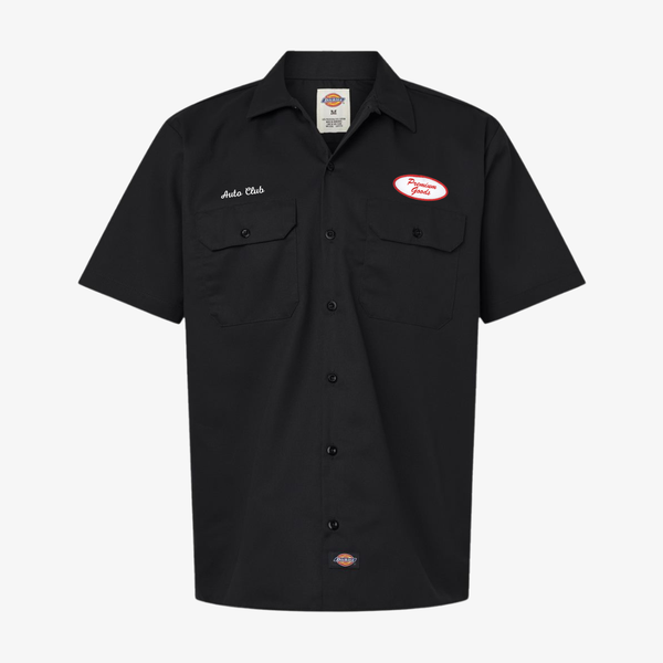 mens dickies x pg auto club work shirt "auto club" (black)