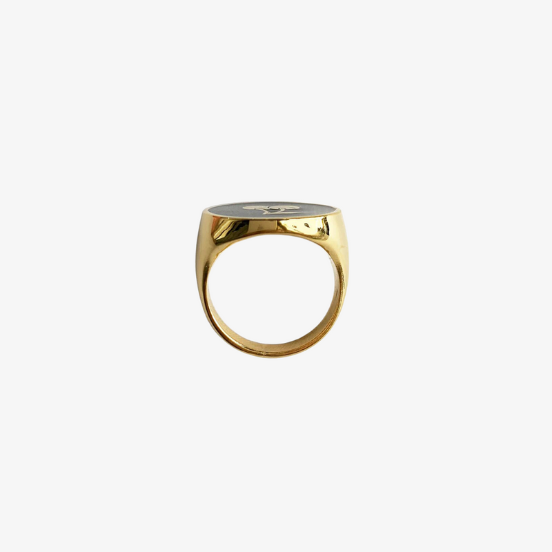 melody ehsani cherry signet ring (gold/black)