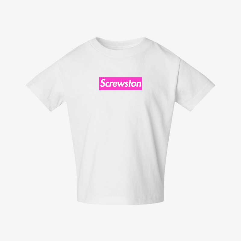 kids ridin' dirty screwpreme s/s tee (white/pink)