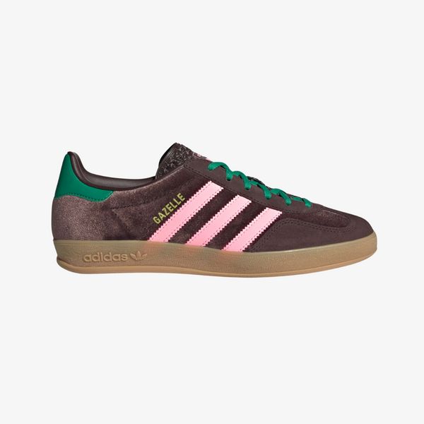 womens adidas gazelle indoor (brown/pink/green)