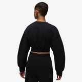 womens jordan flight fleece cropped sweatshirt (black)