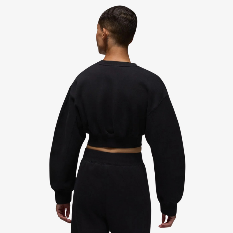 womens jordan flight fleece cropped sweatshirt (black)