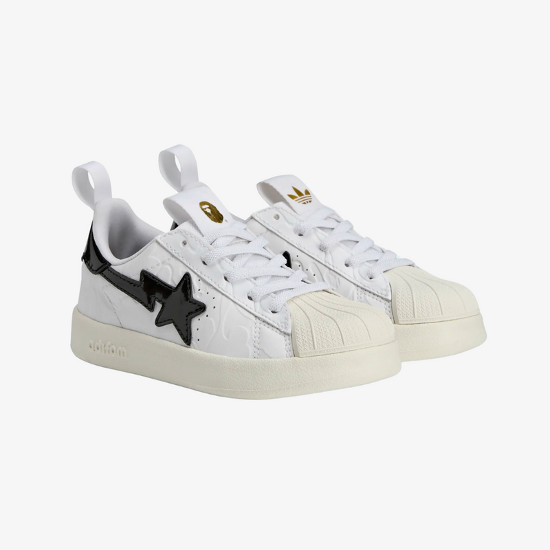 preschool adidas fom superstar 360 x bape (white/black/gold)