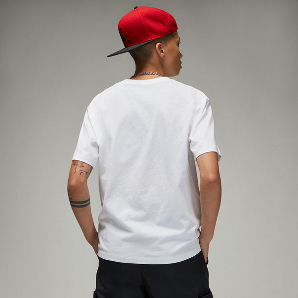 womens jordan flight s/s tee (white/gym red)
