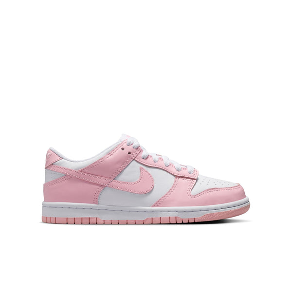 gradeschool nike dunk low (white/soft pink)