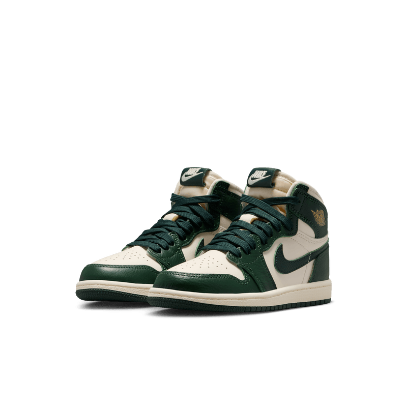 preschool jordan 1 retro high og (pale ivory/pro green)