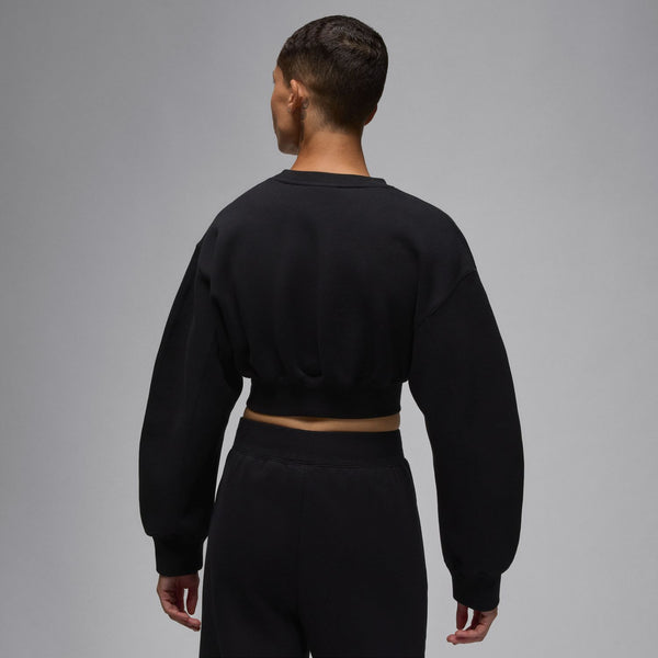 womens jordan flight fleece cropped sweatshirt (black)