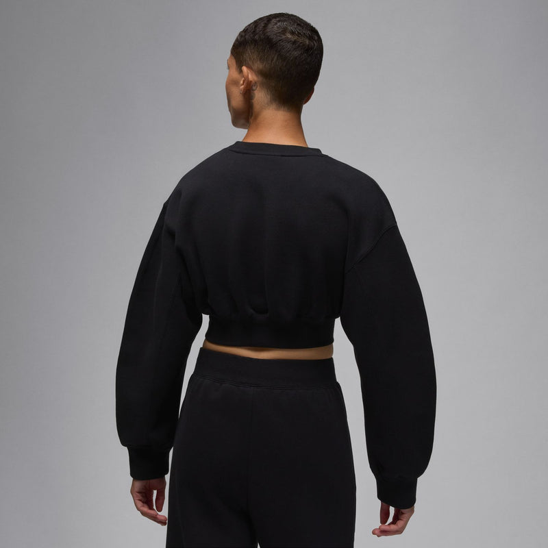 womens jordan flight fleece cropped sweatshirt (black)