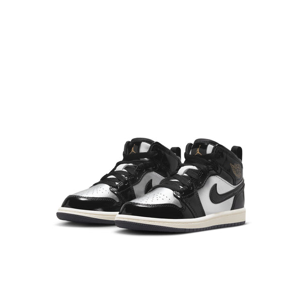 preschool jordan 1 mid se (black/metallic gold)