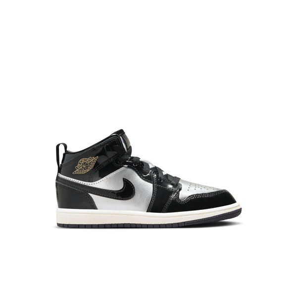 preschool jordan 1 mid se (black/metallic gold)