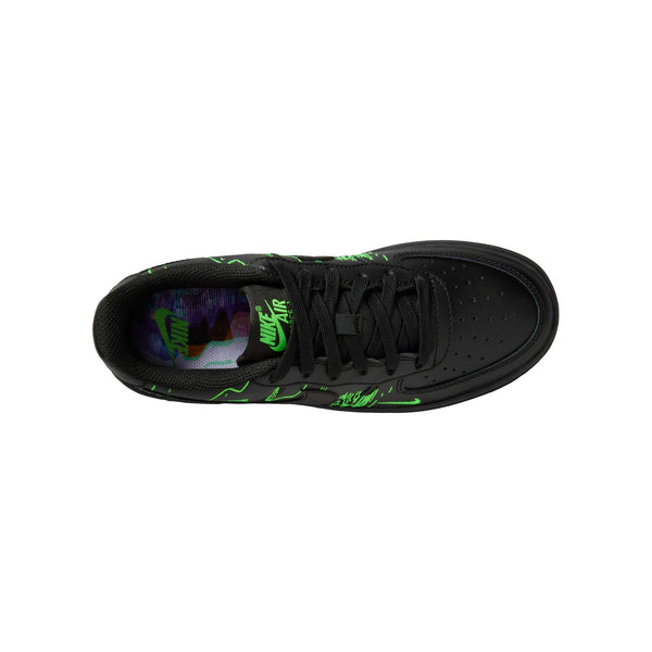 gradeschool nike air force 1 lv8 (black green strike)