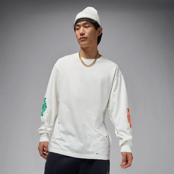 mens jordan rare air l/s tee (sail/brilliant orange)