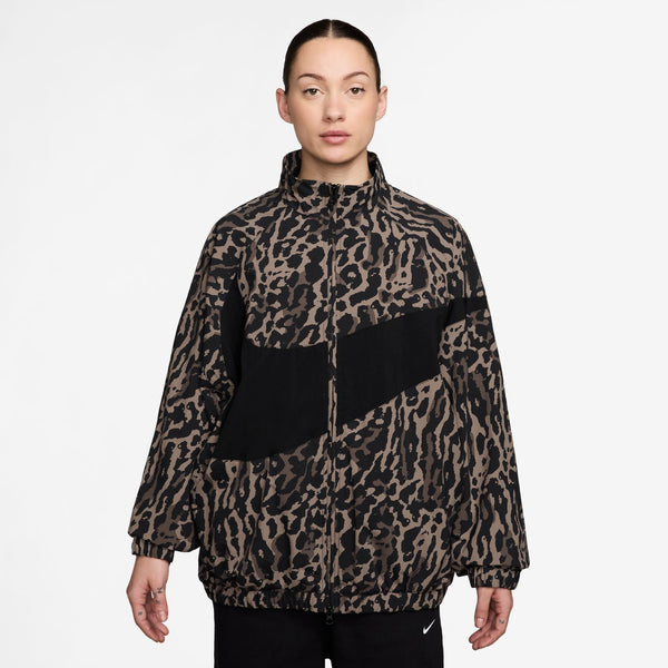 womens nike woven jacket (black/brown)