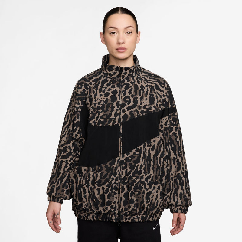 womens nike woven jacket (black/brown)