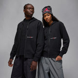 mens jordan x awake ny full-zip fleece hoodie (black/university red)