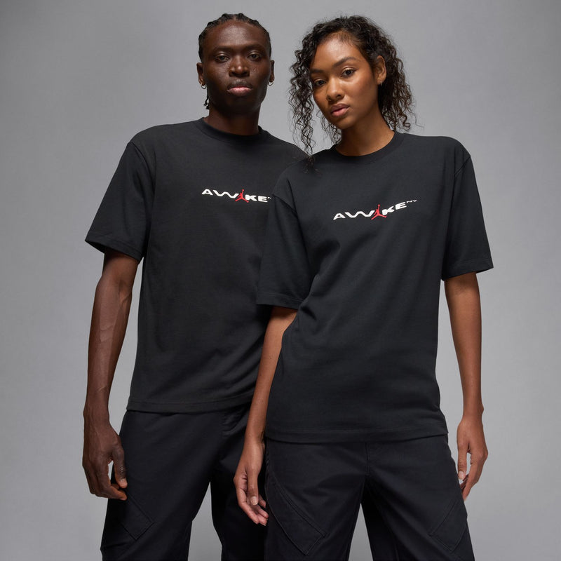 mens jordan x awake ny s/s tee (black/university red)
