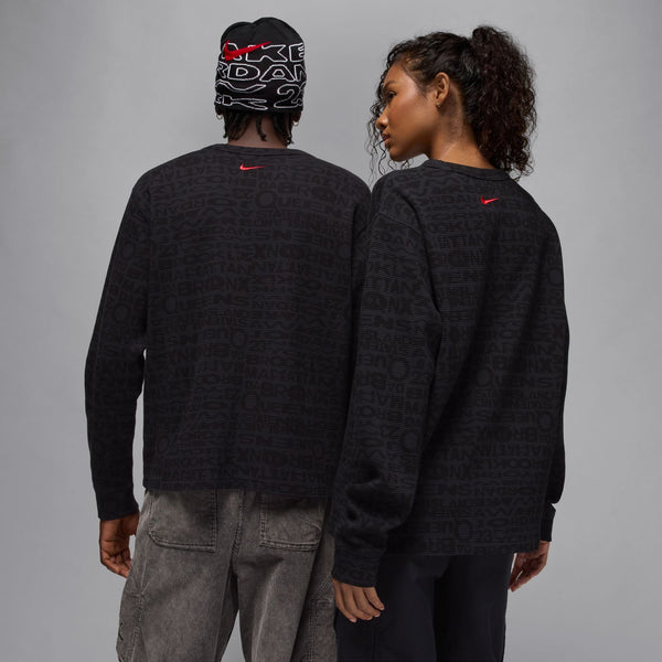 mens jordan x awake ny thermal shirt (black/university red)