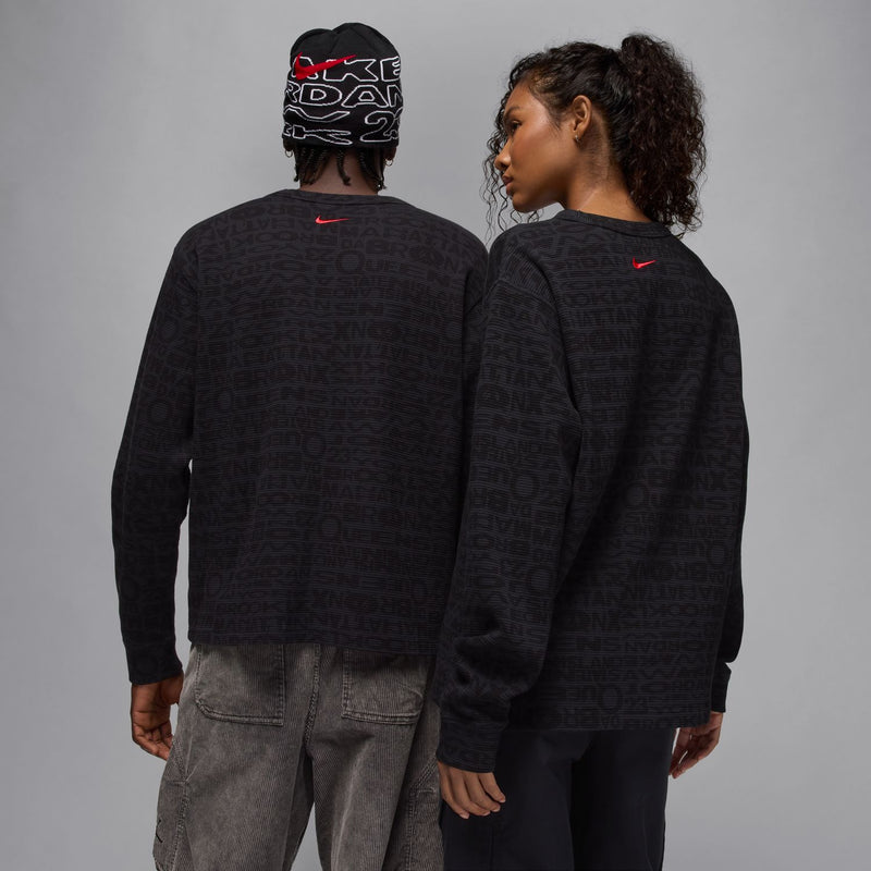 mens jordan x awake ny thermal shirt (black/university red)