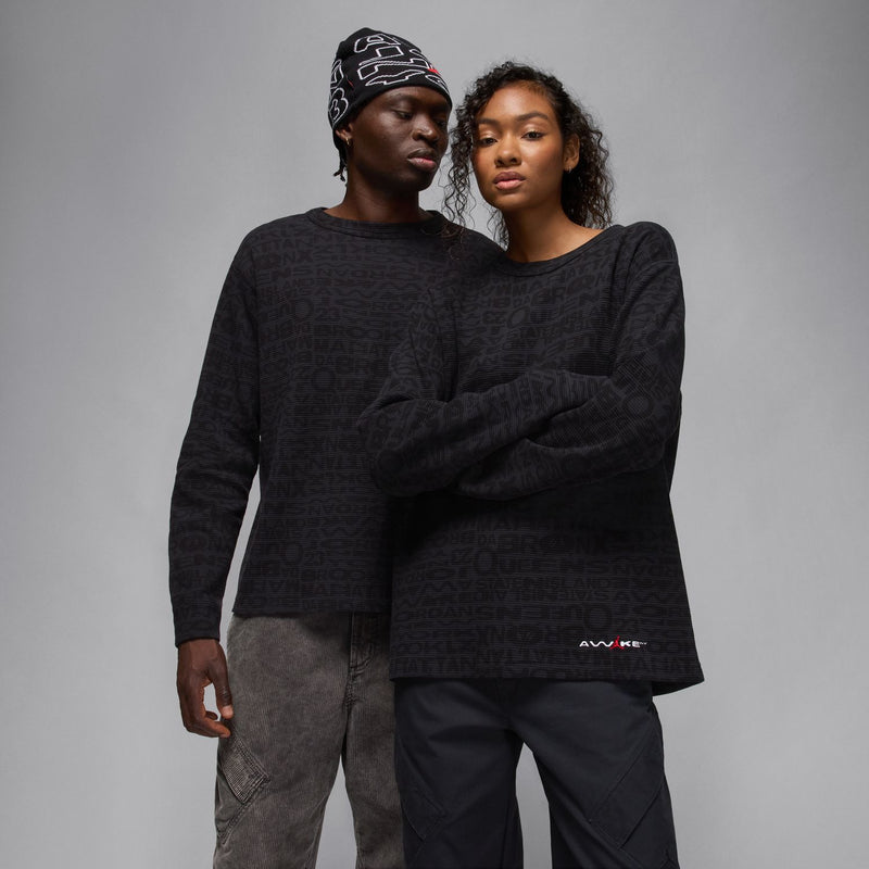 mens jordan x awake ny thermal shirt (black/university red)