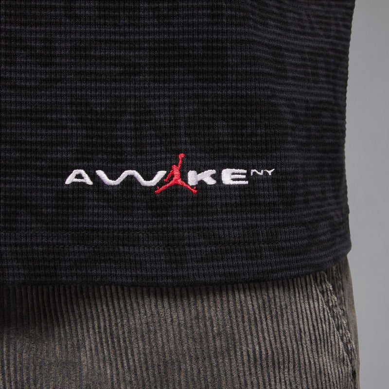 mens jordan x awake ny thermal shirt (black/university red)