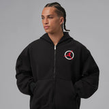 mens jordan flight club zip up fleece hoodie (black)