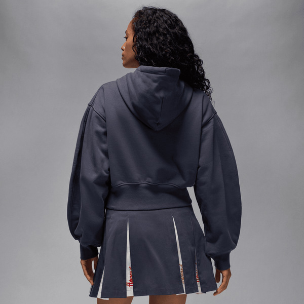 womens jordan football fleece full zip crop hoodie (gridiron)