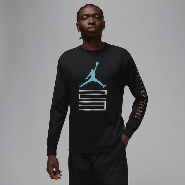 mens jordan brooklyn aj11 graphic l/s tee (black)