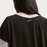 womens nike sportwear oversized cropped jerssey (black/light smoke grey)