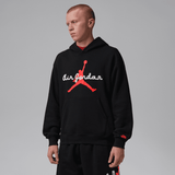 mens jordan brooklyn fleece pullover hoodie (black/infrared 23)