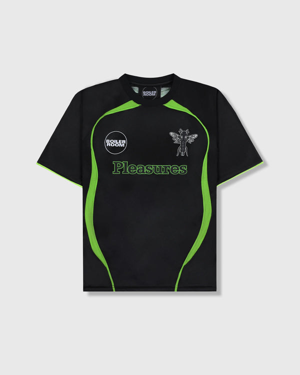 mens pleasures aqua soccer jersey (black/green)
