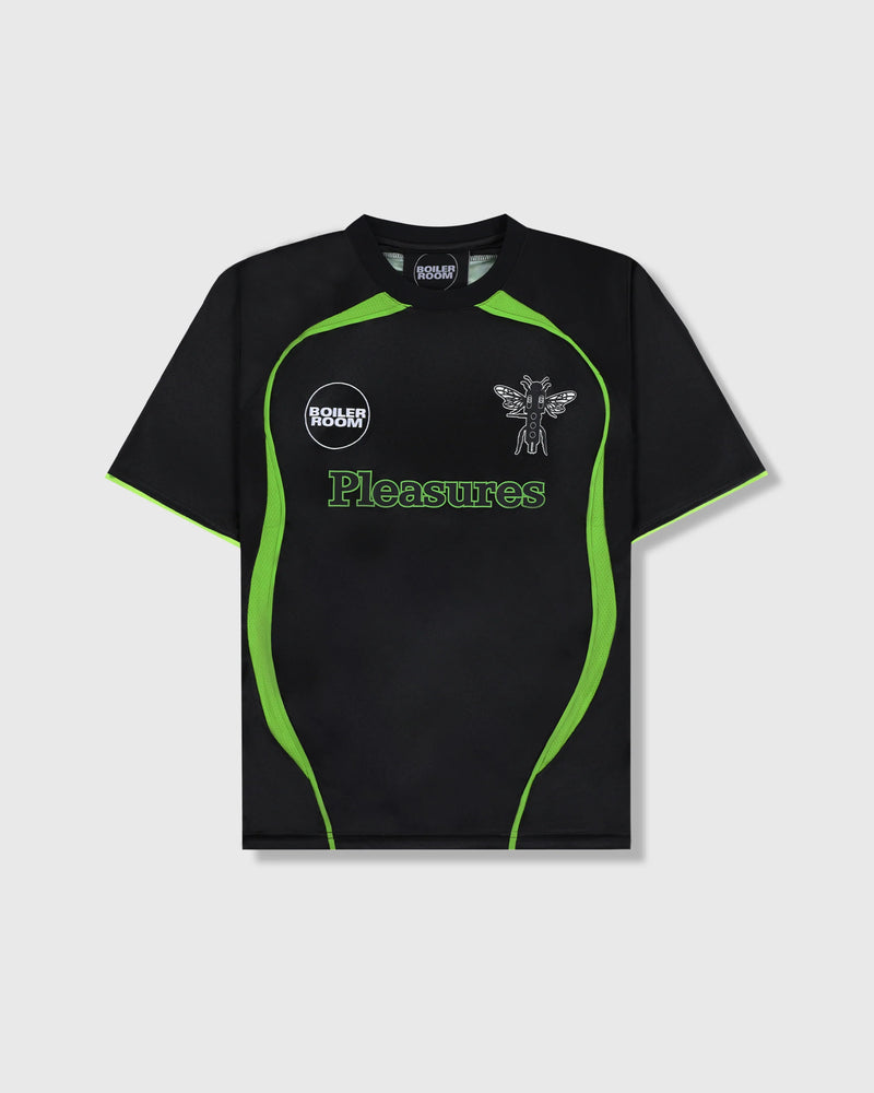 mens pleasures aqua soccer jersey (black/green)