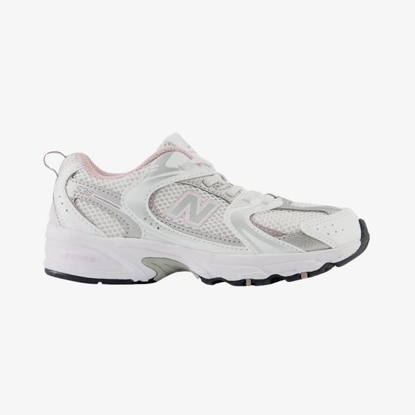 preschool new balance 530 bungee (white/silver)