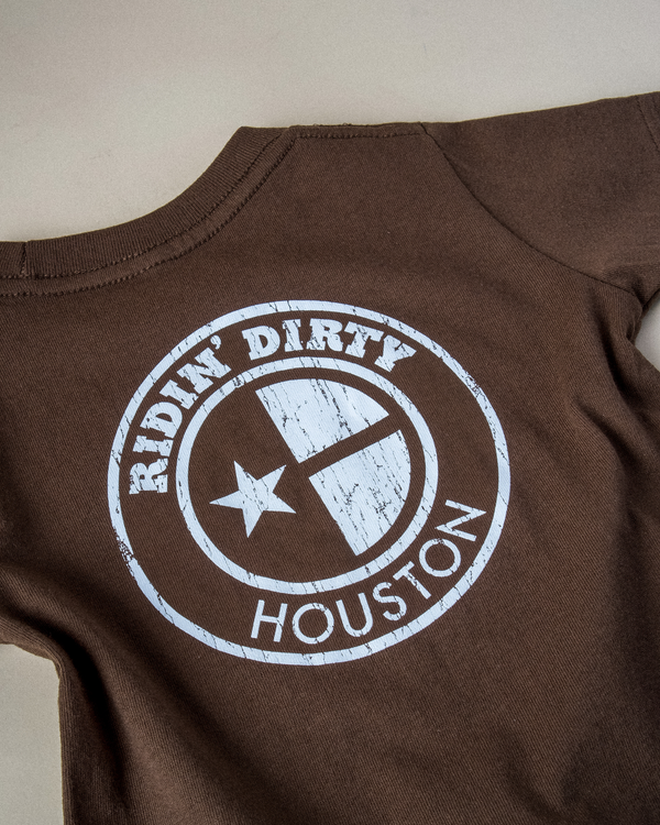 kids ridin' dirty distressed og logo (brown/white)
