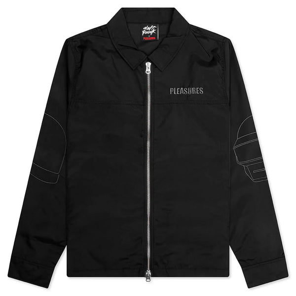 mens pleasures x daft punk helmets nylon work jacket (black)
