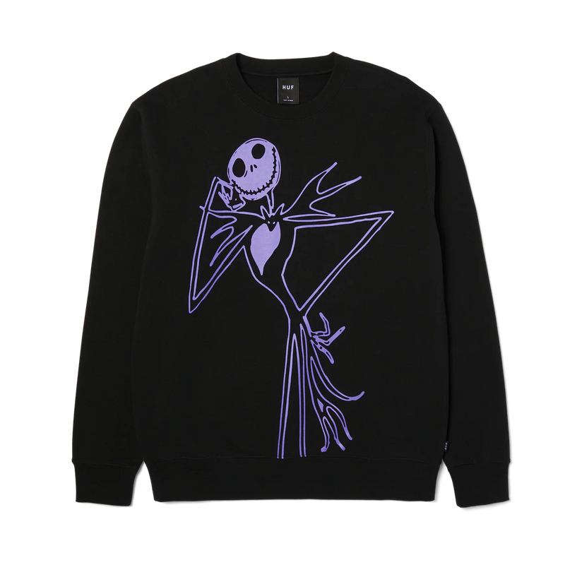 mens huf jack skellington crewneck sweatshirt (black)