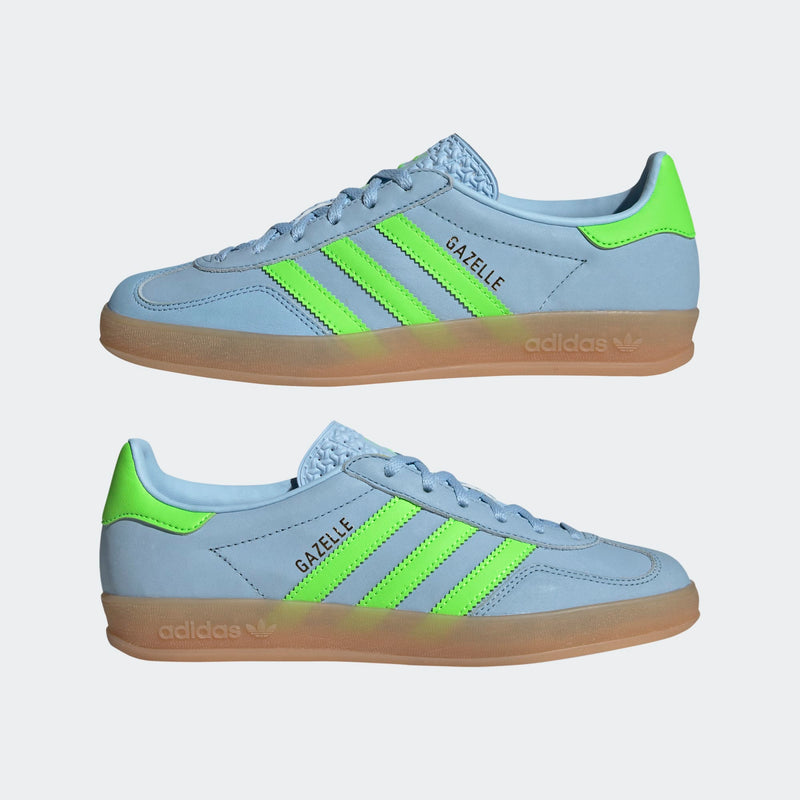 womens adidas gazelle indoor (clear sky/green)