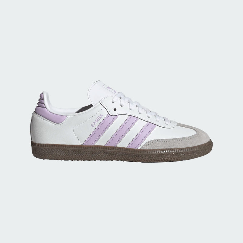 gradeschool adidas samba og (white/lavender)