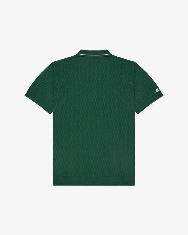 mens malbon golf crest knit polo (myrtle)