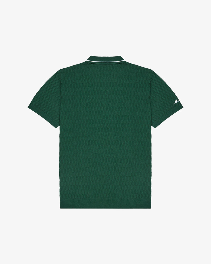 mens malbon golf crest knit polo (myrtle)