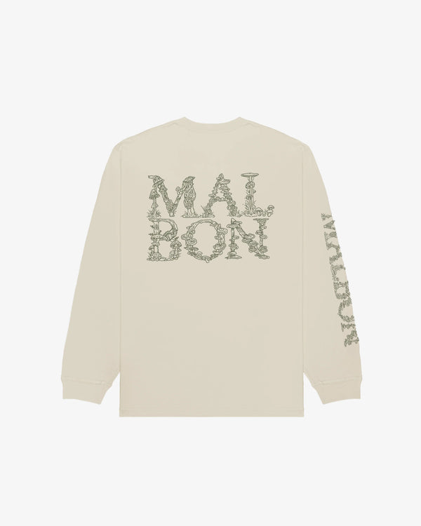 mens malbon gorse foraging l/s tee (ivory)