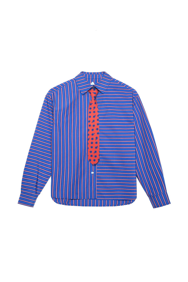 womens melody ehsani divine button up + tie (stripe)