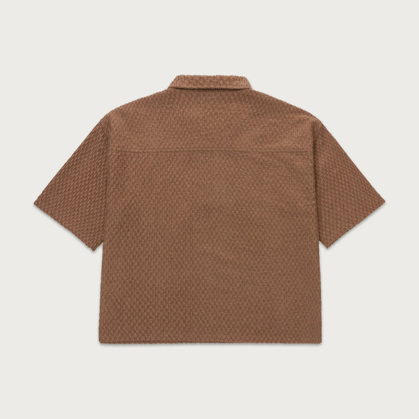 mens honor the gift textured knit qtr zip (brown)