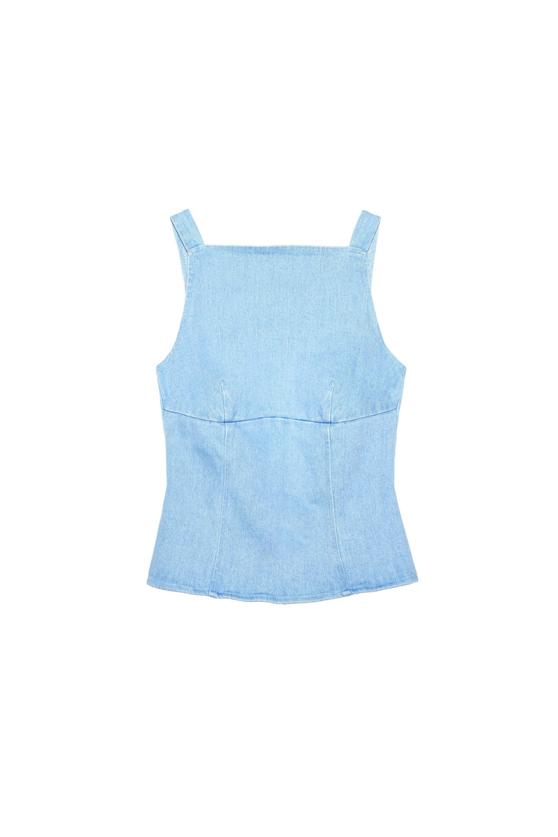 womens melody ehsani denim skate top (med wash)