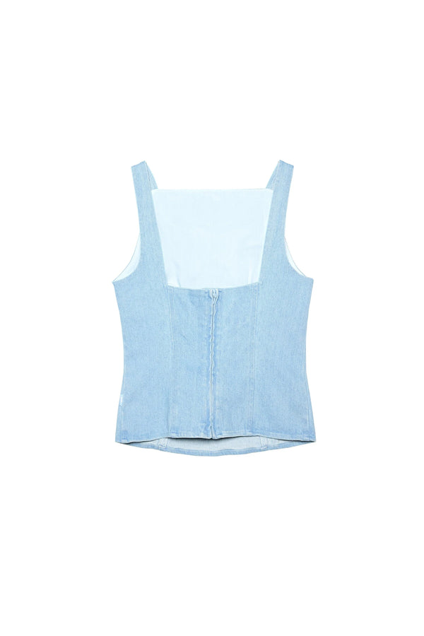 womens melody ehsani denim skate top (med wash)