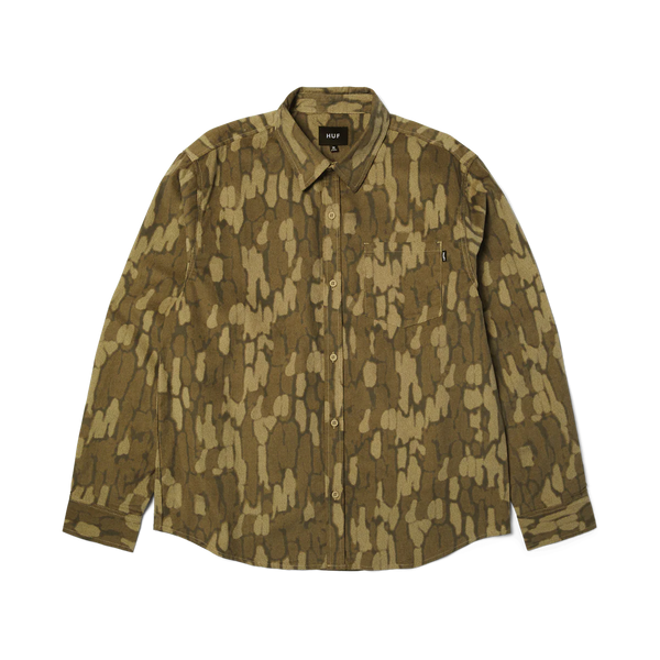 mens huf warped camo corduroy shirt (muted camo)