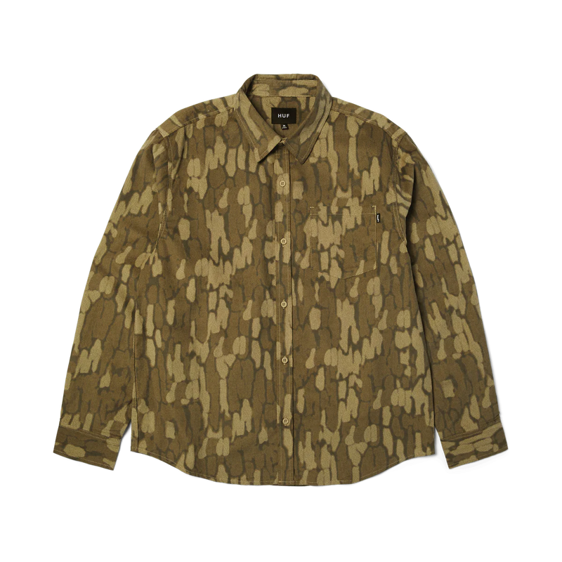 mens huf warped camo corduroy shirt (muted camo)