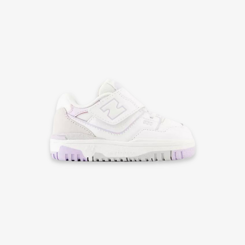 toddler new balance 550 bungee lace with top strap (white/purple)