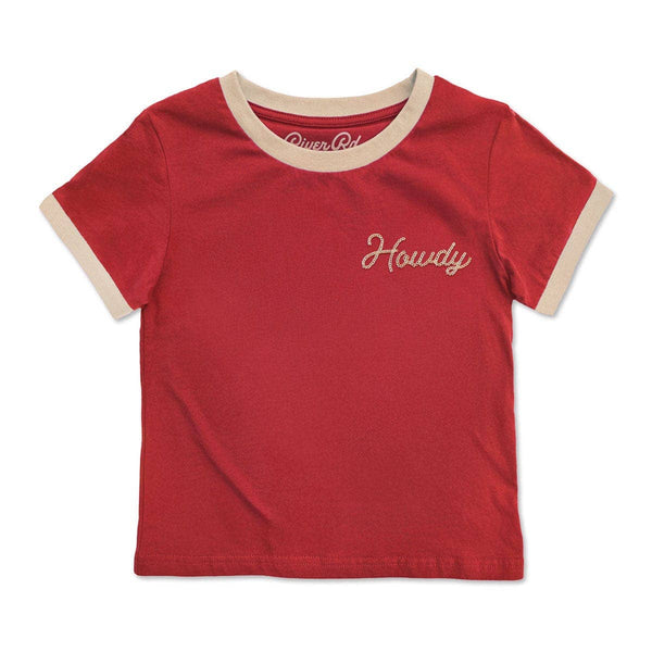 kids howdy vintage s/s ringer tee (red)
