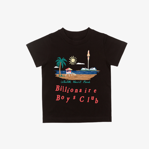 kids billionaire boys club space beach s/s tee (black)
