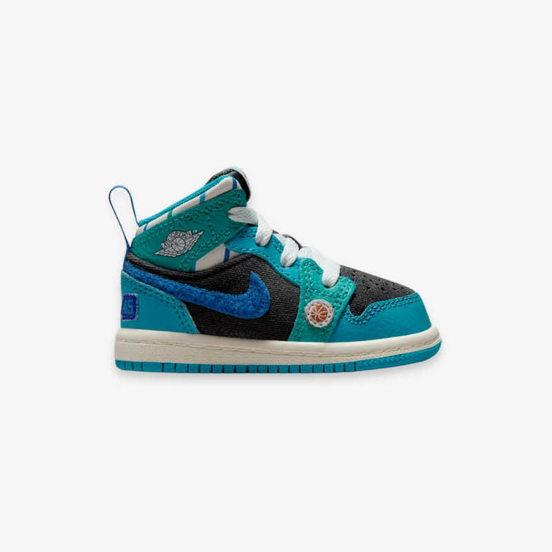 toddler jordan 1 mid sneaker school (anthracite/glacier blue)